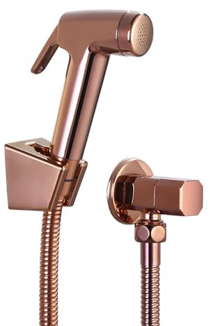 TYMYW Hand Bidet Sprayer for Toilet with 1.5M Shower Tube Wall-Mounted Toilet Douche Spray Kit for Bathroom Rose Gold