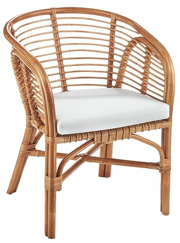 Kobolo Rattansessel CUMBA brauner Korbstuhl mit Armlehnen 58x59x78 cm