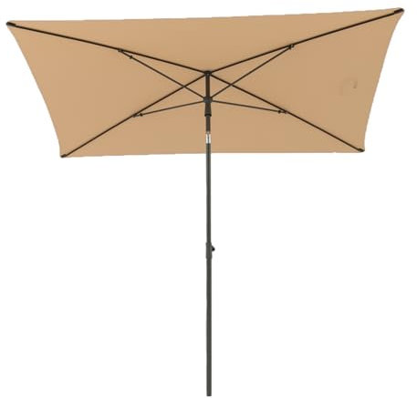KOMFOTTEU Ombrellone da Spiaggia Rettangolare 213 cm, Inclinabile a 30°, Parasole da Esterno con Borsa per il Trasporto e Protezione UV, Ombrellone da Giardino, Balcone, Piscina (Beige)