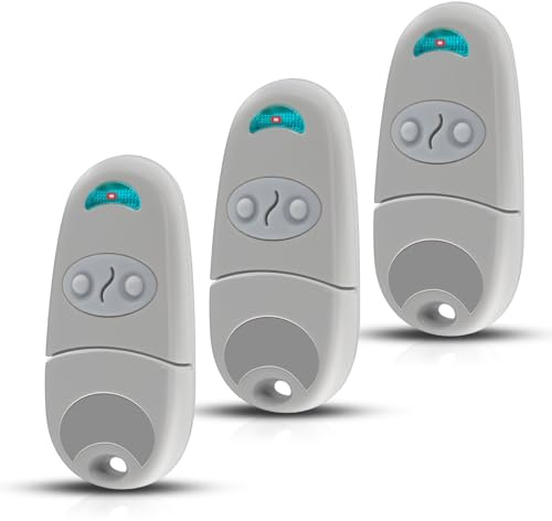 Télécommande Portail 433.92MHz pour Remplacement et Famille, 2 Canaux Clonage Rapide 50m Portée, Compatible avec TOP-432EV/TOP-432EE/TOP-432NA (Lot de 3)
