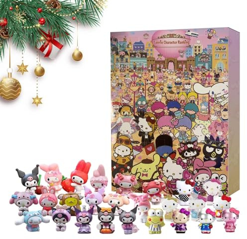 Christmas Advent Calendar,Cute Cartoon Countdown Calendar 24 Christmas Cute Character Anime Figures Christmas Collectible Anime Cartoon Doll Ornament Toys for Kids