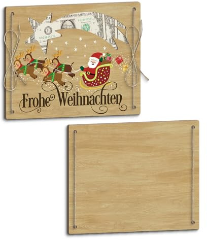 Putuo Decor Geldgeschenk Weihnachten, Holzmünzbeutel aus Holz mit Rentier-Motiv und durchbrochenem Design, Weihnachtsdeko für innen, Baumschmuck und Türdekoration, Holzoptik