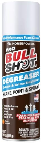 Bull Shot Degreaser Pro, Foaming Degreaser & Grime Remover, Heavy-Duty, AS SEEN ON TV, Residue-Free, Shake, Point & Spray, Emulsifies Grease, Oil Splatters, Glue, Tape Residue & More - Made in the USA