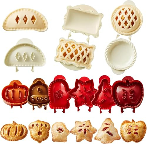 9PCS Mini Hand Pie Moulds, Christmas Dough Press Pocket Pie Maker for Baking Cookies, Cakes and Apple Pies, Perfect for Halloween, Thanksgiving and Festival Parties