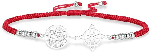 VASSAGO Pulsera de nudo de bruja Tetragrammaton Pentagrama Pulsera Celta Nudo Colgante Nombre de Dios Cuerda Trenzada Ajustable Protección Brujería Joyería Pagana para Mujer y Hombre