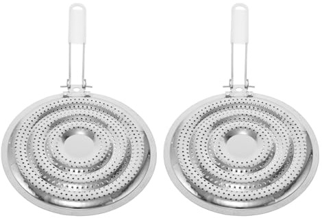 ROMISBABA Diffuseurs de Chaleur Poignée en Silicone en Acier Inoxydable Lot de 2 pour Répartition Uniforme Chaleur sur Plaques Induction et Cuisinières Électriques