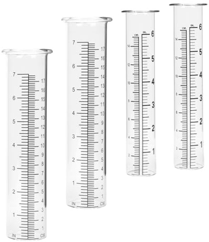 DEARMAMY Pluviometro per Giardino 4 Tubi in Vetro Scala Precisa, Misuratore di Acqua Piovana Professionale per Esterni, Strumento di Rilevamento Precipitazioni Facile da Usare e Durevole