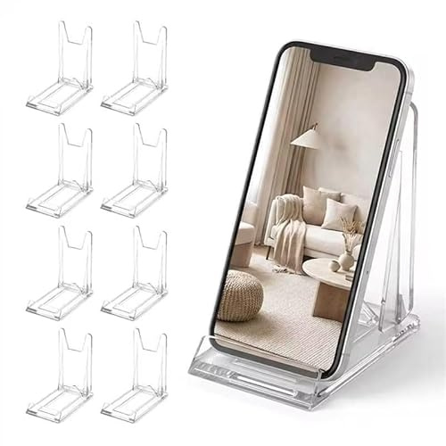 Bbtcxjs 8 Pcs Plate Stand for Display Adjustable Acrylic Stands for Display | Clear Acrylic Trading Card Display Stand Greeting Card Holders for Photo Phones Books in Office Home 6 x 11.2 x 10.5 cm