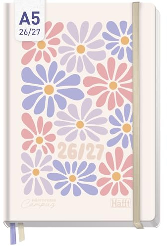 Häfft-Timer Campus Studienplaner 2026 2027 A5 Flower Power rosé