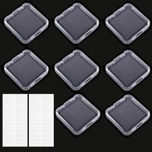 TBCDS 8 Pièces Support Ongles Capsules, Kit Nails avec 90 Rubans Adhésifs Double Face, Boite Press on Nails Vide, Accessoires de Gel et Stockage de Vernis à Ongles (7.5 x 7.5 CM)