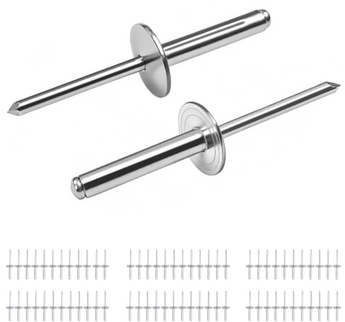 70 Stück Blindnieten mit großem Flansch 4,8 x 25 mm, Aluminium Popnieten Silber, Nieten für Kraftfahrzeuge, Metallbau, Möbel und Industrie