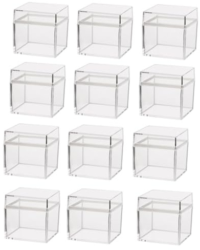 Transparente Kunststoff Kasten für Pralinen und Süßigkeiten | Einfaches Design, Leichtes Format, Quadratische Form, 24 Stück Packung für Weihnachten und Party
