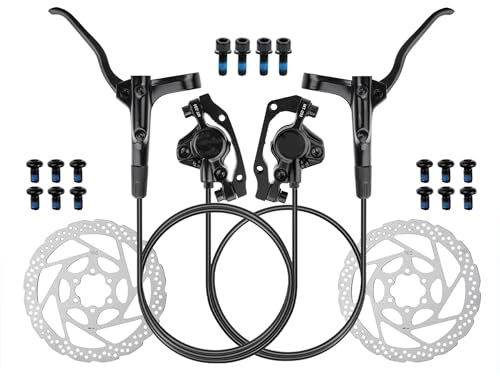 Cykelbromstrumma bakre broms MT200 Cykel Hydraulisk Skivbroms MTB-broms 800mm 1600mm Cykelbroms 2 Kolv 3 Finger Stålspak Cykeldelar(Black LF-RR 160mm)