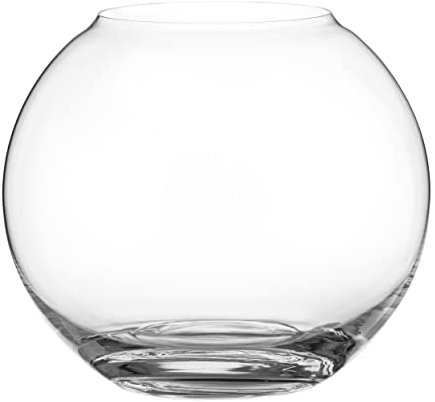 Sphere Vase - Decorative Crystal Glass Vase - Rounded Globe Fish Bowl Shape Ideal for Bouquets and Other Decorations - 17.5cm