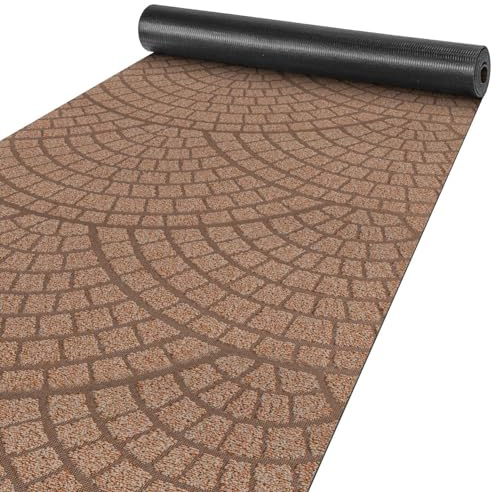 ANRO Teppich Läufer Küchenläufer Küchenteppich Läufer Flur Teppich Velours rutschfest waschbar für Flur, Schlafzimmer, Wohnzimmer, Küche Davis Braun 67 x 140cm