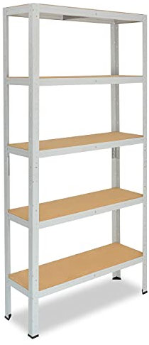 shelfplaza® 180x80x30cm Office Gris Clair etagère de Rangement Outil/Etagere Metal avec 5 Niveaux/capacité Charge 175kg par Niveau d' Etagere Bureau/Etagere Rangement pour Etagere de Bureau