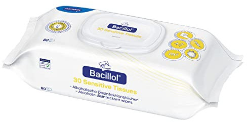 Bacillol 30 Sensitive Tissues: Materialschonende Schnell-Desinfektionstücher zur Desinfektion sensibler Oberflächen im handlichen Flowpack, 80 Tücher