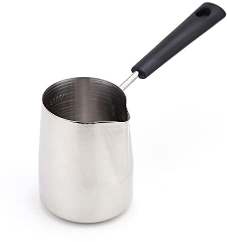 CHENMIAOMIAO Sauce Boat Gravy Bowl Stainless Steel Milk Frothing Tank, Gravy Boat, Espresso Craft Cup, Frothing Tank, Coffee Cream Boat, Latte Milk Pot 370ml pour ladle (Color : A)