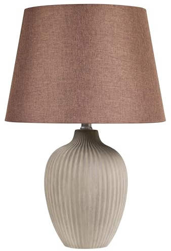 Beliani Klassische Tischlampe Lampenschirm aus Leinen keramischer Lampenfuß braun Fergus