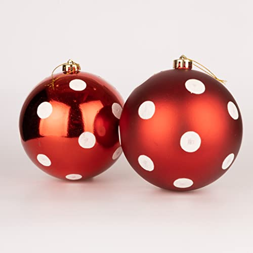 50 mm/24 Stück Bruchsichere Weihnachtskugeln - Rot-Weiße Punkte, Kugel-Ornamente für den Weihnachtsbaum, Bälle als Weihnachtsdekoration