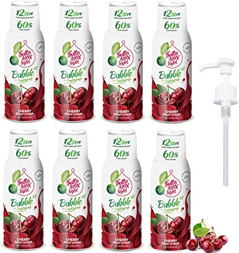 8 Pack - FruttaMax Sugar-Free Sour Cherry Syrup – 60% Real Fruit | Low-Calorie Drink Syrup for Soda Makers, Cocktails & Desserts – 8x500ml