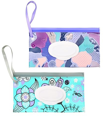 Jagowa Wet 2PCS EVA Portable Refillable Baby Wipes Dispensers with Lanyard