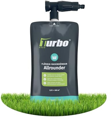 Turbogrün Rasendünger Flüssig, Ideal für Sommer und Frühjahr, einfach mit dem Gartenschlauch aufbringen, inkl. Sprühkopf, 1,25l für 300m²