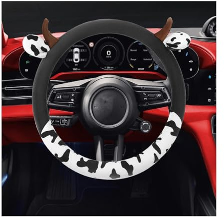 JNNJ Lenkradbezug, Atmungsaktive Universal-Lenkradabdeckung, Winter Warm rutschfest Lenkrad Abdeckung Lenkradschutz, Auto Lenkradbezug Decor Zubehör Für Frauen(Schwarz)