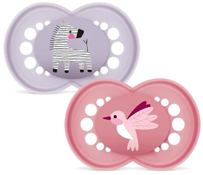 MAM Original Beruhigungssauger 6+ Monate (2er-Set) MAM Schnuller 6-16 Monate mit kiefergerechtem Sauger aus Kautschuk, 2er-Set Babyzubehör mit praktischem Sterilisator-Schnullerhalter, pink/grün | Mit tragbarem Sterilisator-Schnullerhalter, kiefergerechter Sauger aus Naturkautschuk, gebogene Maske, BPA-/BPS-frei