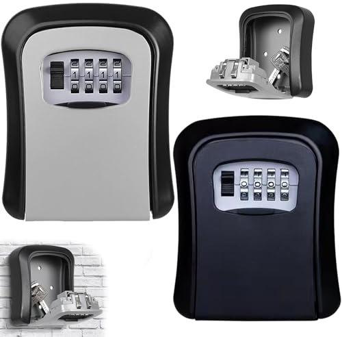 2 Stück Wetterfest Schlüsseltresor für Schlüssel Türkarte,Wandmontage Schlüsselsafe für Hausschlüssel,Robust Siche Schlüsselbox für den Innen- und Außenbereich(Grau Schwarz)