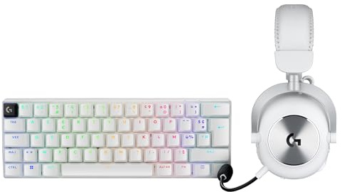 Logitech G Pro X 60 Lightspeed, Clavier Gaming sans Fil, mécanique Ultra Compact TKL 60% pour PC (AZERTY FR) + Pro X 2 Lightspeed Casque Audio Bluetooth - Blanc