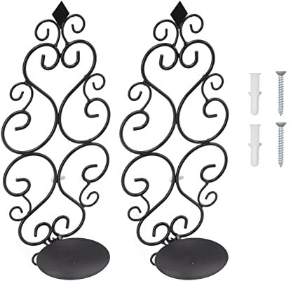 2 Stück/Set Wand-Kerzenhalter mit Gebogenem Blumen-Design, Exquisiter Klassischer Stil, Schwarzer Eisen-Wand-Kerzenhalter für Wohnzimmer, Schlafzimmer, Flure
