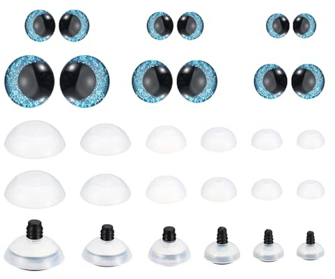 Patikil 14-30mm Flash Safety Eyes, 56 Pcs Realistic Colorful Crocheting Safety Eyes for Decor, Crochet Accessories, Dolls Craft, Blue