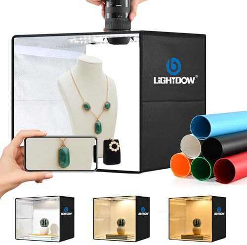 40x30cm Photo Studio Light Box - Portable Foldable Shooting Tent with 120 LEDs & 6 Backdrops for Jewelry, Watches, Cosmetics, Food Photography