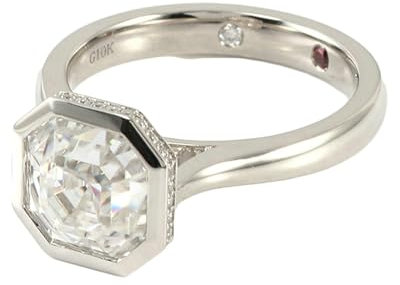 Stfery Trauringe 9 Karat Weißgold 1Ct Spezialschliff Weiß Moissanit Verlobungsringe Damen Geometrisch Verlobungsring