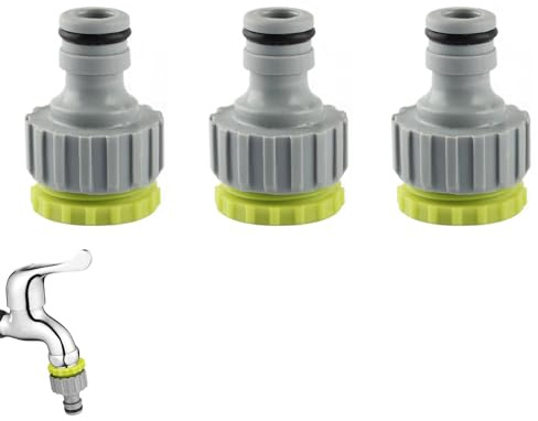 3 Stück Wasserhahn Adapter, Gartenschlauchanschluss Adapter, 1/2 Zoll 3/4 Zoll Kunststoff Schlauchanschluss, 2-in-1 Garten Schraubgewinde Hahnverbinder, für Wasserhahn Schlauch Anschluss (Grün)