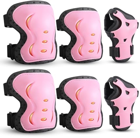 Kids/Youth/Adult Knee Pads Elbow Pads with Wrist Guards Protective Gear Set 6 Pack for Roller Skating Skateboard Cycling Skating Bike Scooter Riding Sports