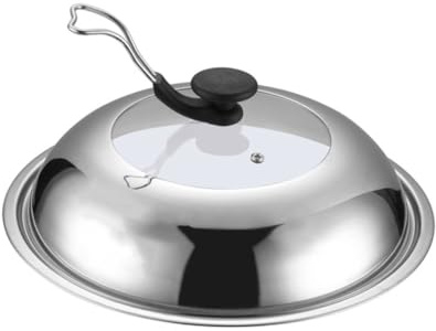 Ciieeo Stainless Steel Pot Lid with Heat-resistant Cover and Visible Cooking Design, Vertical Stand Cookware Lid to Keep Food Fresh and Prevent Overflow