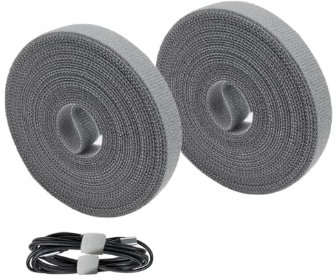 SMTCM 2 Roll Klett Kabelbinder 5m*15mm Klettverschluss Selbstklebend Klettband Klettbandrolle Wiederverschließbar Beidseitig Kabelorganizer Doppelseitiges Starkes Gurtband für Büro Pflanze Schnüre