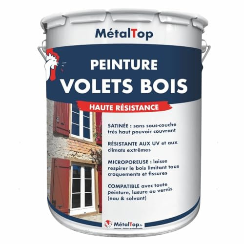 Metaltop - Peinture Volets Bois - Bleu pastel - RAL 5024-1 L - Microporeuse, anti-UV, anti-humidité, haute protection 15 ans