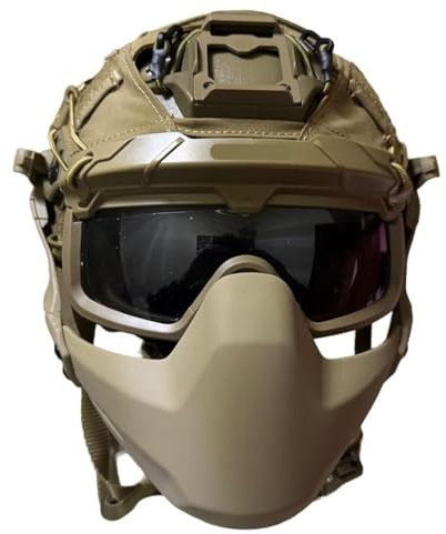 PBTMCD Adjustable Tactical Fast SF Helmet Set, With Folding Half Mask & Paintball Goggles & Helmet Cover(A)