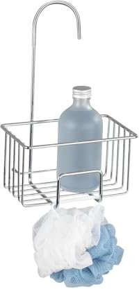 Wenko Portaoggetti per Doccia MOD. Milito in Acciaio Inox mensola sospesa Accessori Bagno Cromo Lucido Piatto Doccia 18x28,5x13 cm Argento Lucido