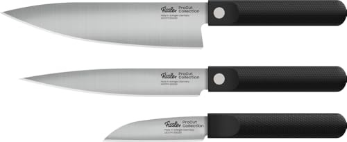 Fissler Procut/Premium Messer-Set 3-teilig (1 Fleischmesser 18 cm, 1 Gemüsemesser 9 cm, 1 Kochmesser 20 cm) handgeschliffene Edelstahlklinge, Made in Germany, sehr leicht, ergonomisch