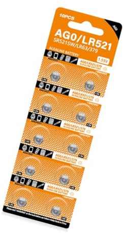 Lot de 10 piles bouton AG0 SR521SW LR521 SR521 AG521 S521E 521S SR63 GP379 V379 379X D379 379L 379LD pour montre