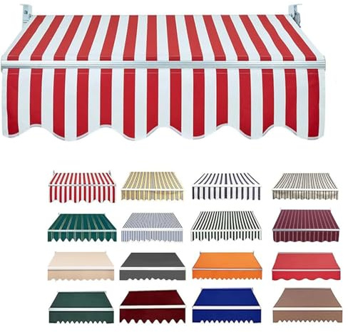 Retractable Patio Awning Replacement Fabric, Water-Resistant Polyester Replacement Canvas For Awnings, Deck, Balcony, Yard,Awning Replacement Canopy,04,11.1x8.2FT/340x250CM