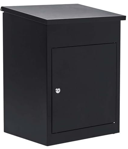 Rynli Large Wall Mounted Parcel Box Outdoor | Lock Secured Delivery Box Parcel Drop Box | Durable Weather Resistant, Waterproof & Secure Mail Box | Suitable For Multiple Large Packages - Black