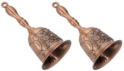 sourcing map 2 campanelle a mano forte, 5,5 cm, per servizio di cena nuziale, campane in lega vintage, per ristorante, comodino, meditazione, rosso rame