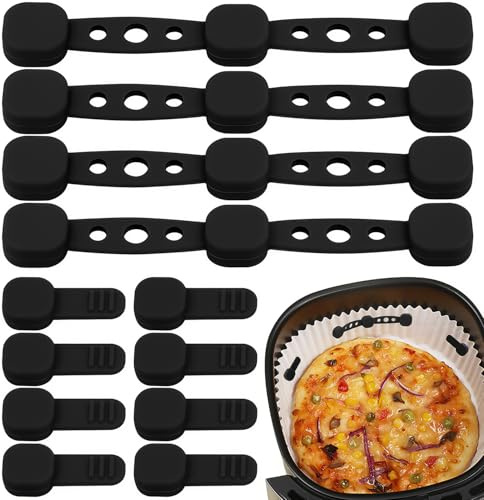 KOVSGQ Boucle Magnétique En Silicone Pour Friteuse à Air Aimants En Silicone Pour Friteuse à Air Air Fryer Magnets Silicone Buckle 12pcs Accessoires Air Fryer pour Doublures En Papier Parchemin (Noir)