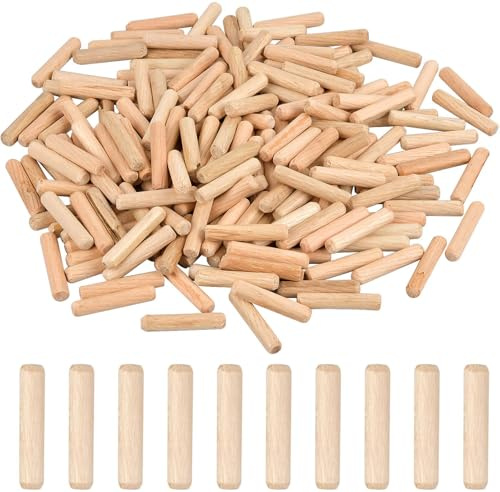 200PCS Pasadores de Madera, Espigas de Madera, Tacos de Maderas Redondos, Espiga de Maderas para Muebles de Carpintería Carpintero Aficionado DIY (8mm X 40mm)