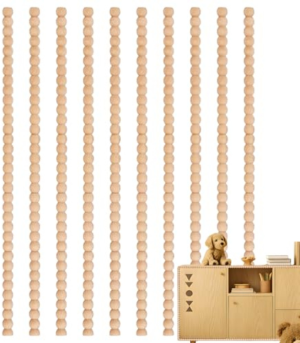 10 Stücke Dekorative Spulenholzholz, halb runde hölzerne Perlenformstangen, unvollendete 3D -Perlen -Perlenholzform, handgefertigte dekorative Spulenleiste für Home -Wandschrank Möbel